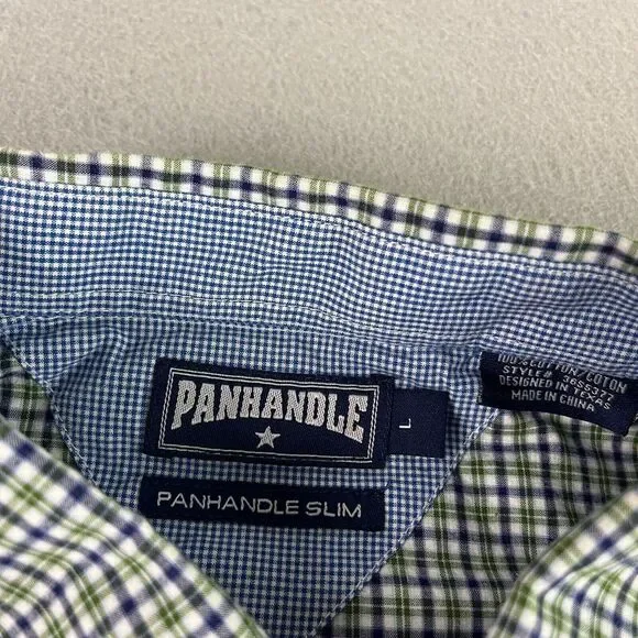 Panhandle Slim Western‎ Shirt Mens Large Green Plaid Pearl Snap Cowboy Flip Cuff - Picture 4 of 8